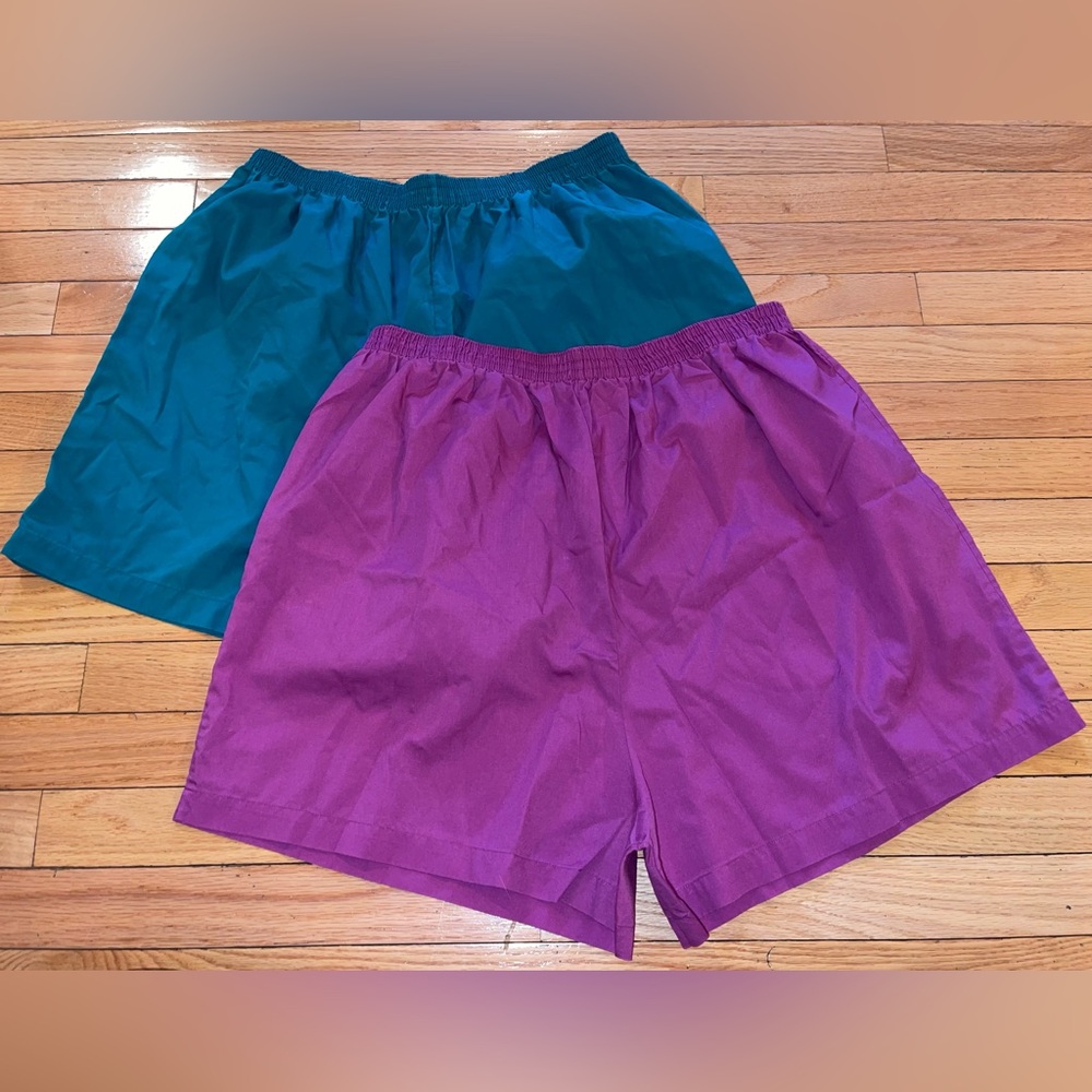 Lot 2 Vintage Land’s End Boxers Sleep Boxer Shorts Cotton Poly Women’s XL 18-20